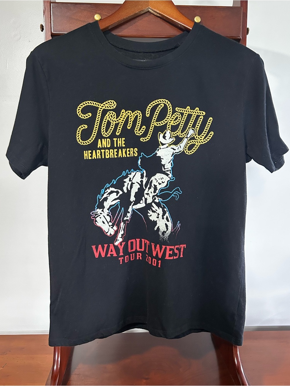 Time And Tru Women’s Small Tom Petty Western Black Graphic T‑Shirt Cowboy